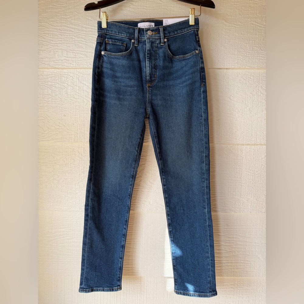 LOFT The Slim High Rise Jeans Womens 25 Medium Wash Regular 27 Inseam NWT